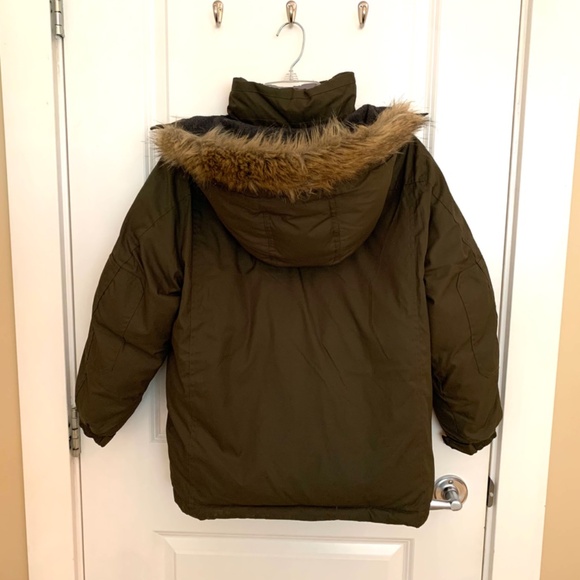 Gap Kids Winter Down Puffer Hooded Parka Jacket in Olive Green Size Large (10 ) - Picture 11 of 14